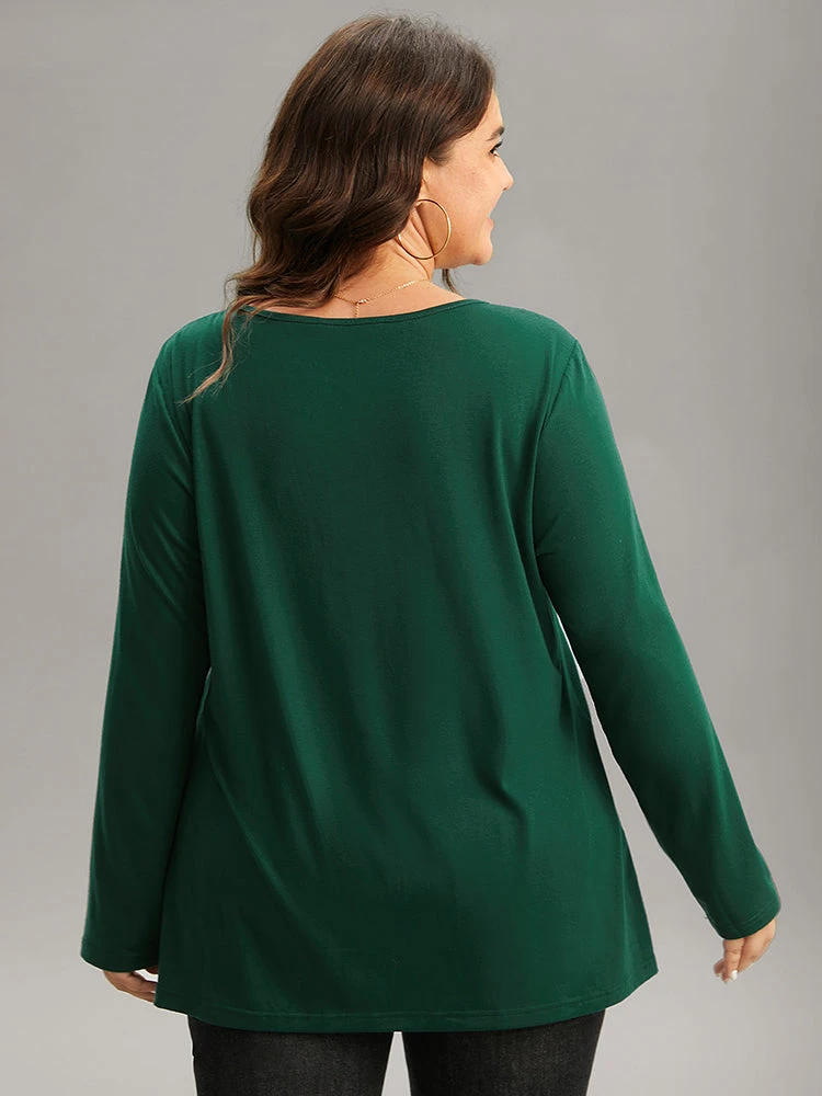 Christmas Letter Embroidered Contrast T-shirt 5 Christmas Letter Embroidered Contrast T-shirt - Image 3