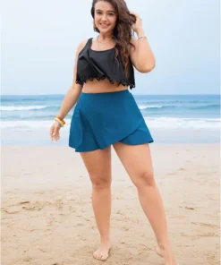 Solid Ruffle Wrap Hem Swim Skirt -Clothing Shop 803295517 fr