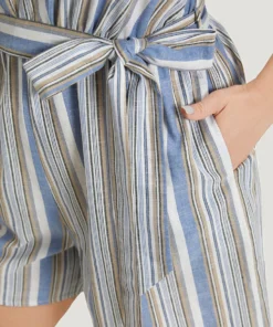 Striped Pocket Cut Out Knot Sleeveless Jumpsuit 16 Striped Pocket Cut Out Knot Sleeveless Jumpsuit -Clothing Shop 804117255 je