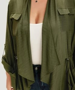 Supersoft Essentials Plain Pocket Asymmetrical Drawstring Coat -Clothing Shop 80414070 xg