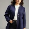 Solid Button Up Pocket Jacket -Clothing Shop 804469078 fa