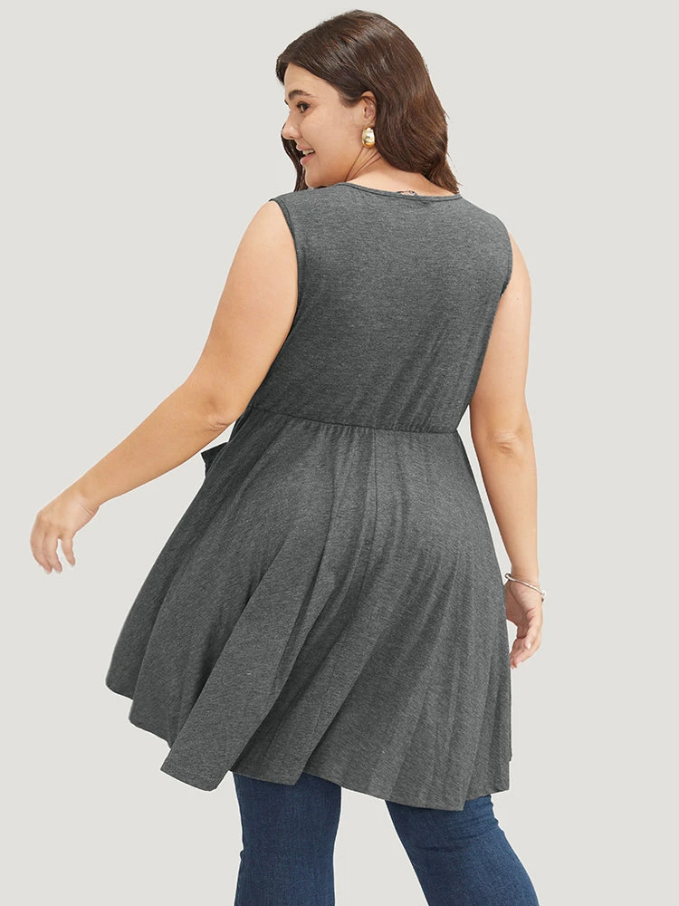 Plain Ruffle Pocket High Low Hem Tank Top 7 Plain Ruffle Pocket High Low Hem Tank Top - Image 5