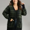 Plaid Patchwork Split Side Open Front Cardigan