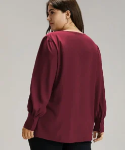 Anti-Wrinkle Solid Pleated Puff Sleeve Button Up Blouse -Clothing Shop 804742303 xs 669ada55 3675 4fe7 88bd e742d3c7837f