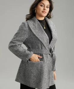 Tweed Belted Lapel Collar Flap Pocket Coat -Clothing Shop 804768949 ol 56a02489 d072 4c16 ba7f 4fdce4288c76