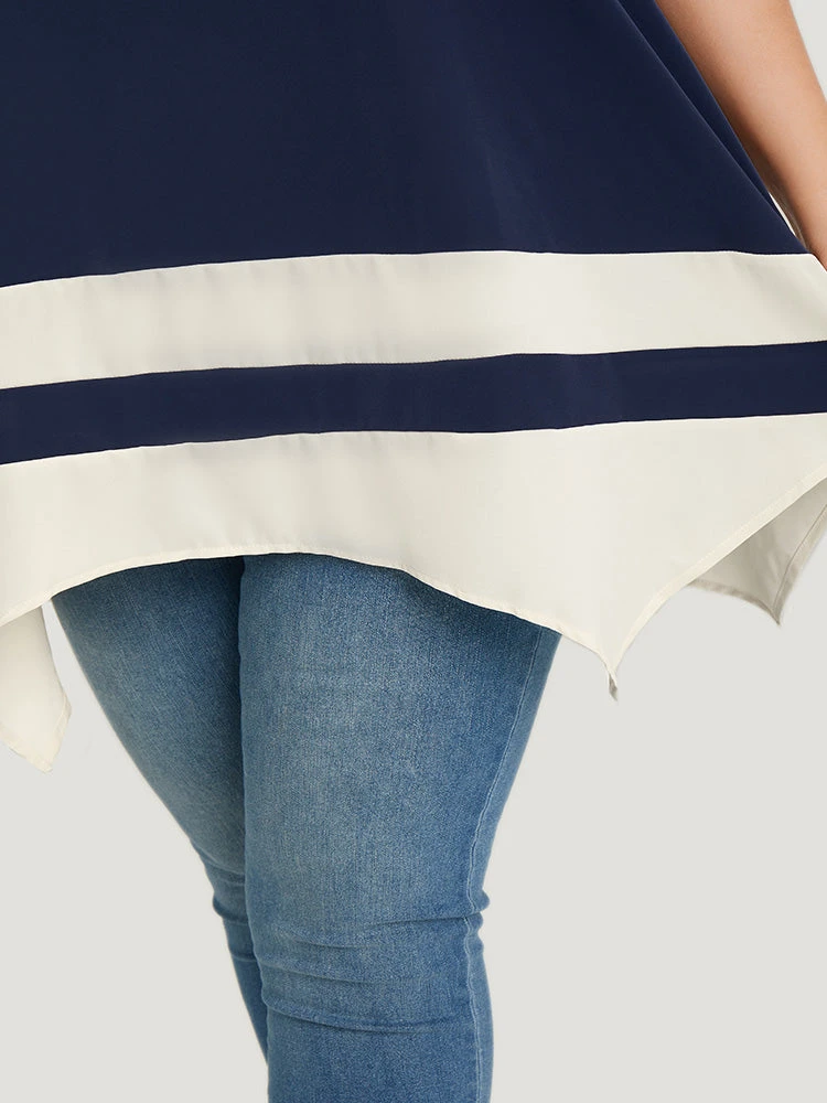 Anti-Wrinkle Two Tone Hanky Hem Blouse 10 Anti-Wrinkle Two Tone Hanky Hem Blouse - Image 8