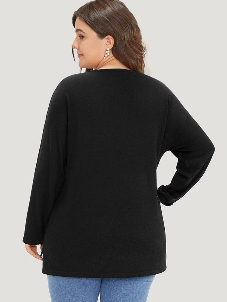 Supersoft Essentials Solid Split Side Patchwork Pullover 13 Supersoft Essentials Solid Split Side Patchwork Pullover - Image 11