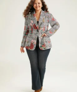 Floral Plaid Patchwork Pocket Blazer -Clothing Shop 806041587 av 899b3ba1 07f9 476b 8904 c2996b061ac4