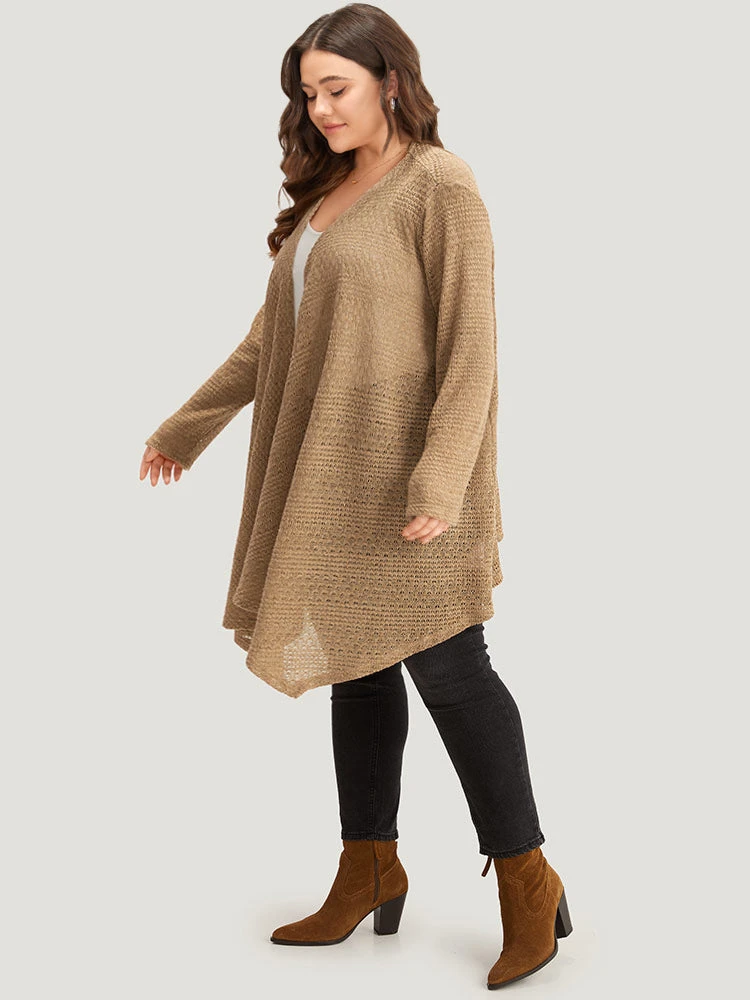 Plain Texture Asymmetrical Hem Drape Kimono 5 Plain Texture Asymmetrical Hem Drape Kimono - Image 3