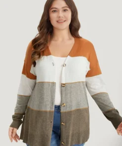 Supersoft Essentials Colorblock Contrast Button Up Lightweight Cardigan