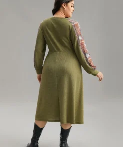 Boho Print Striped Patchwork Waffle Knit Dress -Clothing Shop 807391715 mm 8ee22520 c2fb 471a a50a eb1539a885ed