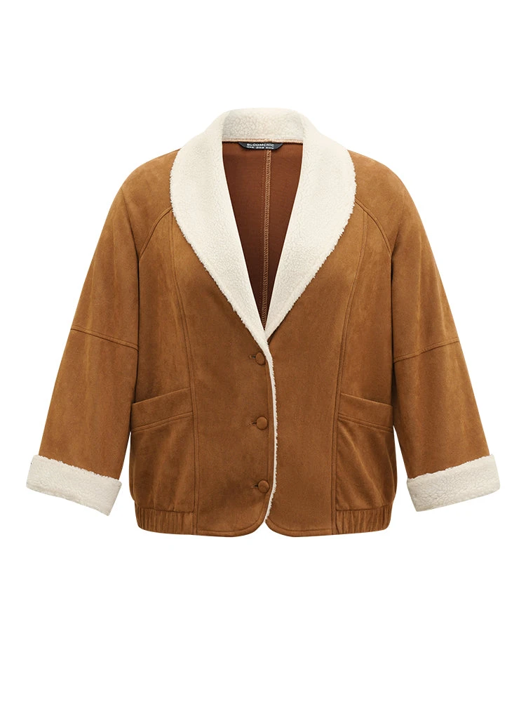 Contrast Lapel Collar Patched Pocket Jacket 9 Contrast Lapel Collar Patched Pocket Jacket - Image 7