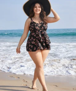 Plant Print Ruffle Tiered Tankini Top -Clothing Shop 808450258 nu e80b84c1 a99a 4fb0 95e4 ef489f9ba9d0