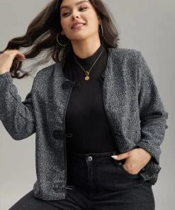 Plain Textured Buckle Detail Coat -Clothing Shop 808538845 ls