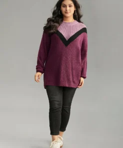 Colorblock Contrast Drop Shoulder Loose Pullover 13 Colorblock Contrast Drop Shoulder Loose Pullover -Clothing Shop 808567803 ps