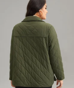 Button Through Lapel Collar Flap Pocket Jacket -Clothing Shop 809379274 ko