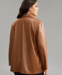 Anti-Wrinkle Lapel Collar Pocket Button Up Blazer -Clothing Shop 809845389 kz