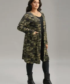 Camo Print Drape Open Front Pocket Coat 11 Camo Print Drape Open Front Pocket Coat -Clothing Shop 809933326 sq