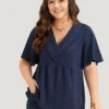 Polka Dot Frill Trim V Neck Flutter Blouse -Clothing Shop 810209129 ou