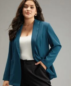 Anti-Wrinkle Lapel Collar Pocket Blazer