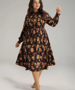 Supersoft Essentials Floral Print Mock Neck Dress -Clothing Shop 810523714 lf