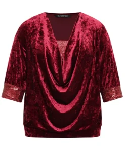 Cowl Neck 2-In-1 Sequin Patchwork Blouse -Clothing Shop 812513153 au 95230de8 b674 449c b012 f6ba2b0c4243