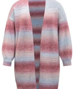 Ombre Elastic Cuffs Open Front Cardigan -Clothing Shop 813241148 zl