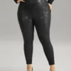 Vintage PU Leather Glitter Skinny Leggings -Clothing Shop 813955928 eq