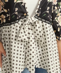 UltraCool Floral Print Knotted Stitch Patchwork Kimono -Clothing Shop 815336001 fi