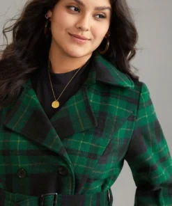 Double Breasted Lapel Collar Pocket Belted Jacket 12 Double Breasted Lapel Collar Pocket Belted Jacket -Clothing Shop 816070464 as