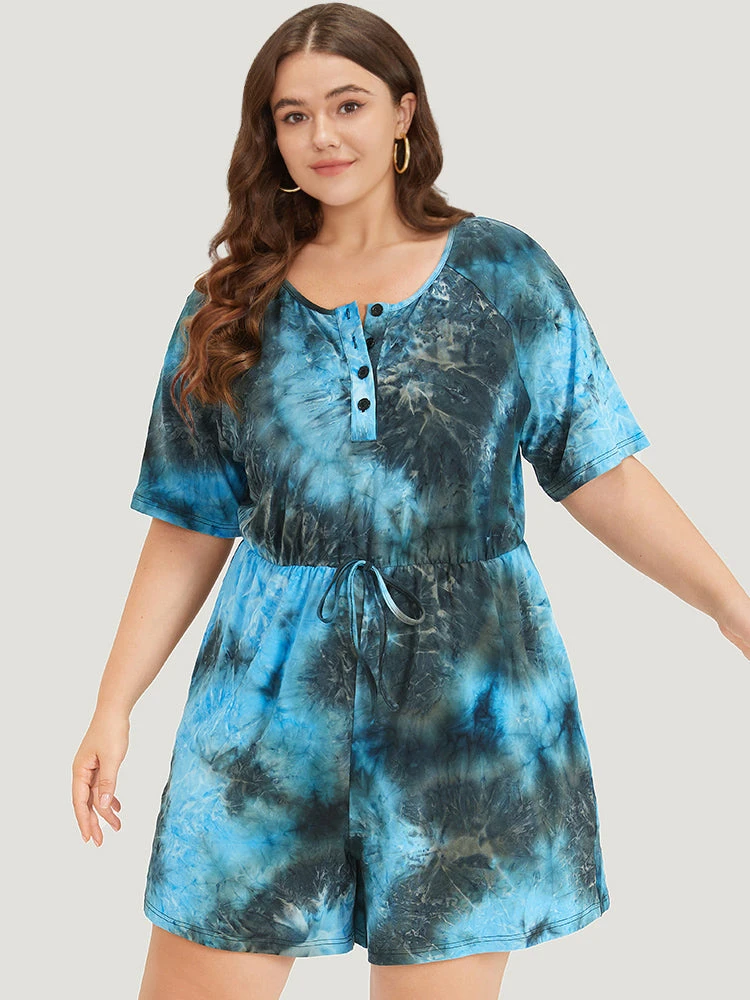 Tie Dye Button Up Ties Raglan Sleeve Jumpsuit 5 Tie Dye Button Up Ties Raglan Sleeve Jumpsuit - Image 3