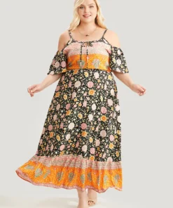 Floral Print Pocket Keyhole Ruffles Cold Shoulder Maxi Dress -Clothing Shop 81704292 az 5ad901c9 1a0b 4511 b9c6 0ce34765934a