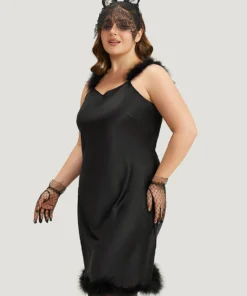 Halloween Plain Fuzzy Trim Sleep Cami Dress -Clothing Shop 817821688 zl 0f088d24 10bf 478c 958c b47d94b6d5f3