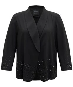 Halloween Plain Rhinestone Lapel Collar Blazer -Clothing Shop 818062731 zq