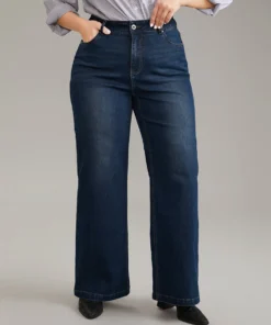 Vintage Dark Wash Wide Leg Jeans