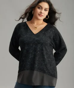 Colorblock Waffle Knit Patchwork T-shirt -Clothing Shop 819683827 gp