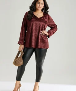 Solid Knot Neck Frill Trim Flutter Sleeve Blouse 14 Solid Knot Neck Frill Trim Flutter Sleeve Blouse -Clothing Shop 820327450 if