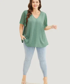 Polka Dot Lace Sleeve Blouse -Clothing Shop 820391988 sk