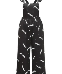 Halloween Bat Print Pocket Frill Trim Gathered Jumpsuit 15 Halloween Bat Print Pocket Frill Trim Gathered Jumpsuit -Clothing Shop 820480480 rc
