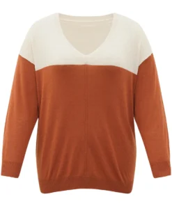 Supersoft Essentials Colorblock Two Tone Patchwork V Neck Pullover -Clothing Shop 821031491 px ebefa4d5 9215 4701 a966 1baf0b9c14f0