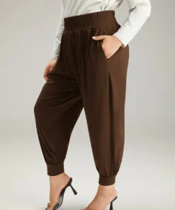 Solid Shirred Pocket Harem Sweatpants -Clothing Shop 821061919 sx