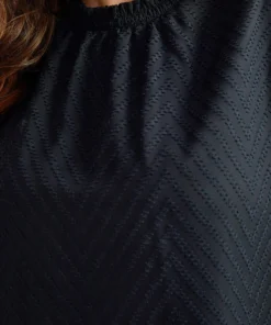 Plain Patchwork Mesh Shirred Frill Trim Blouse -Clothing Shop 821238567 sh