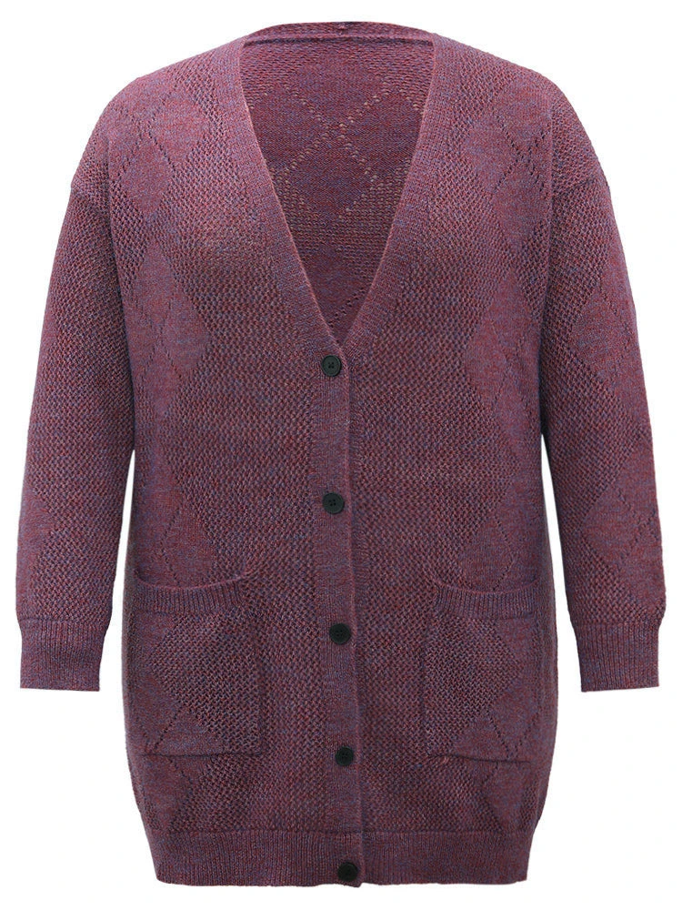 Geometric Heather Pocket Button Up Cardigan 9 Geometric Heather Pocket Button Up Cardigan - Image 7