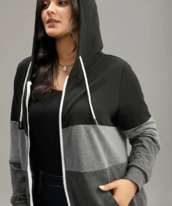 Colorblock Contrast Drawstring Zipper Hooded Sweatshirt -Clothing Shop 821723987 oc 6ac56790 f2c3 4b2d 923b affc42da3cf9