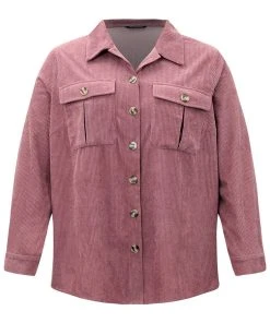 Plain Texture Pocket Button Through Shirt Collar Jacket 21 Plain Texture Pocket Button Through Shirt Collar Jacket -Clothing Shop 822874487 ie