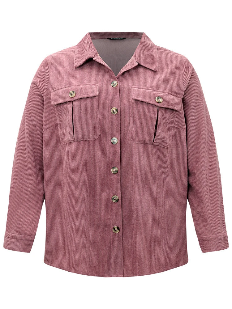 Plain Texture Pocket Button Through Shirt Collar Jacket 12 Plain Texture Pocket Button Through Shirt Collar Jacket - Image 10