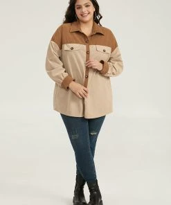 Two Tone Button Through Patchwork Coat -Clothing Shop 823119178 do