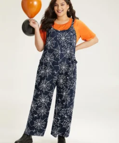 Halloween Spider Web Print Pocket Overall Cami Jumpsuit -Clothing Shop 823439833 jh 602ed282 a92b 494e 8e2e 65cc2ad048af
