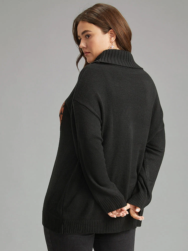 Hreat Print Contrast Turtle Neck Pullover 4 Hreat Print Contrast Turtle Neck Pullover - Image 2