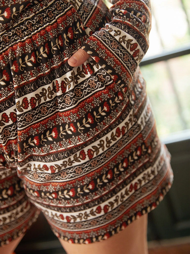 Halloween Bohemian Print Elastic Waist Sleep Shorts 7 Halloween Bohemian Print Elastic Waist Sleep Shorts - Image 5